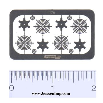 1/64 Grain Bin Fans & Screen Set of 4 Photo Etched